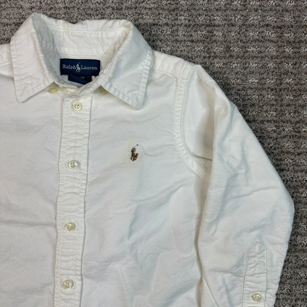 Ralph Lauren Kids Boys White Long Sleeve Oxford Button Down Shirt Size 4 4T